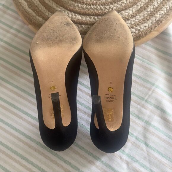 Stuart Weitzman Black Suede Pointy High Heels Size 9 - Picture 14 of 15